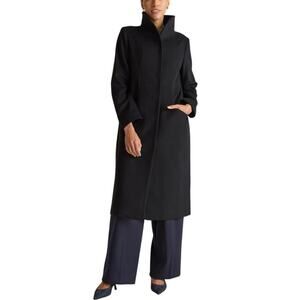 New Quince Women's Mod Long Italian Wool Cocoon Coat Preppy Black Sz Small 3374